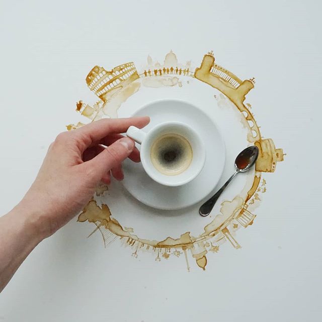 œuvres à partir de tâches de café - Giulia Bernardelli
